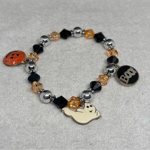 Halloween Charm Bracelet with Ghost and Pumpkin Accents